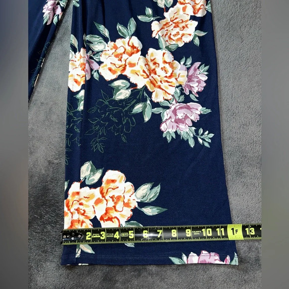 NWT Maurices Size L Navy Blue Floral Tie Wrap Fall Brunch Jumpsuit - Picture 4 of 10